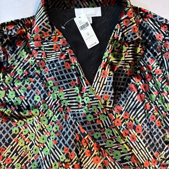 Ett:twa by Anthropologie Velvet Floral Wrap Blazer Blouse Top sz 10 NWT unique - Picture 3 of 8